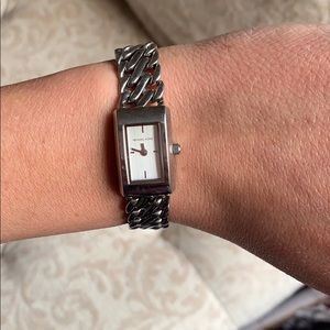 Silver Michael Kors rectangle face watch
